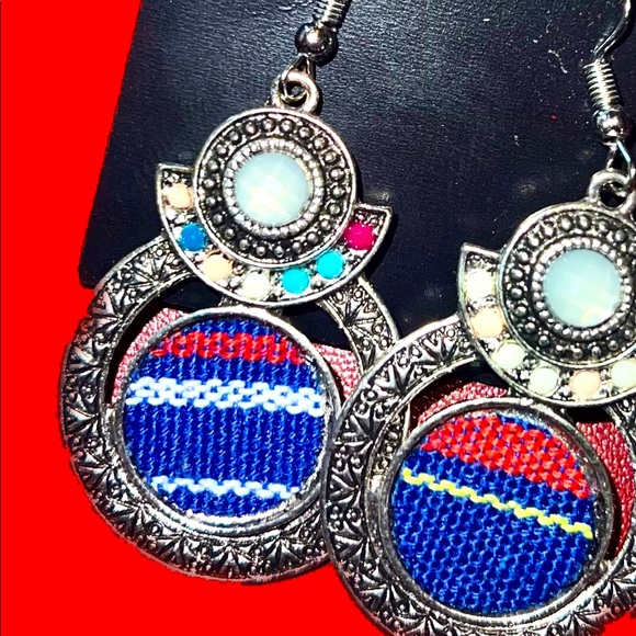 Beaded Navajo Silver Earrings